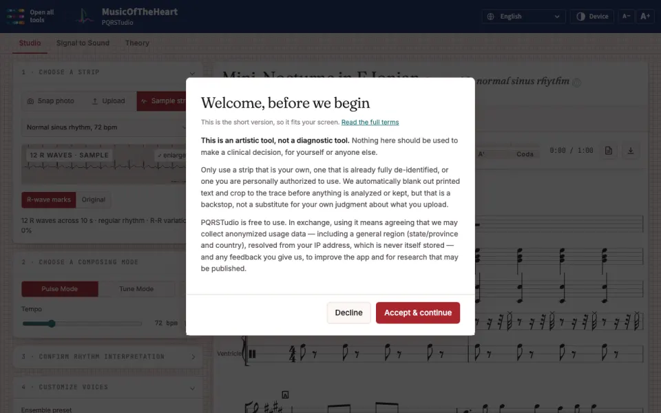 Music of the Heart: the songs page.